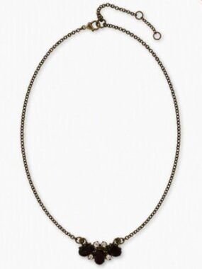 Vtg Banana Republic Black Onyx Pendant Necklace - Oval Cabochons & Rhinestones